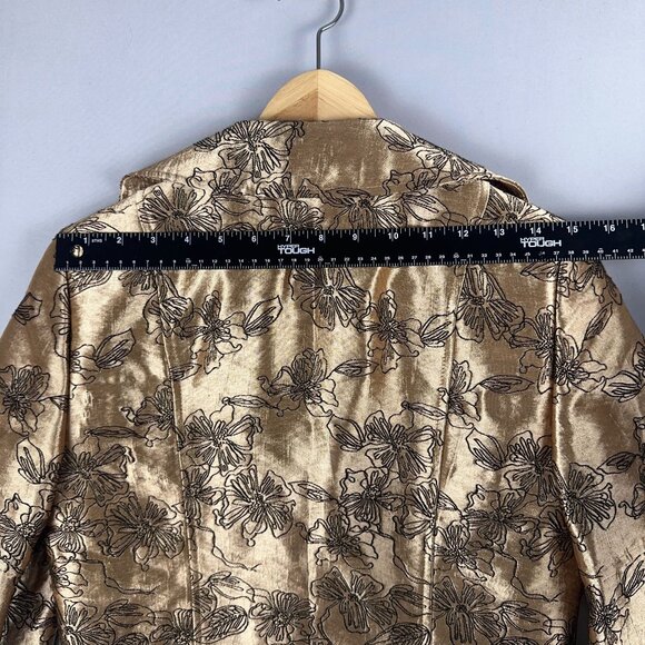 Nine West Blazer Suit Jacket Cropped Womens Size 4 Floral Button Front Gold - Picture 10 of 11